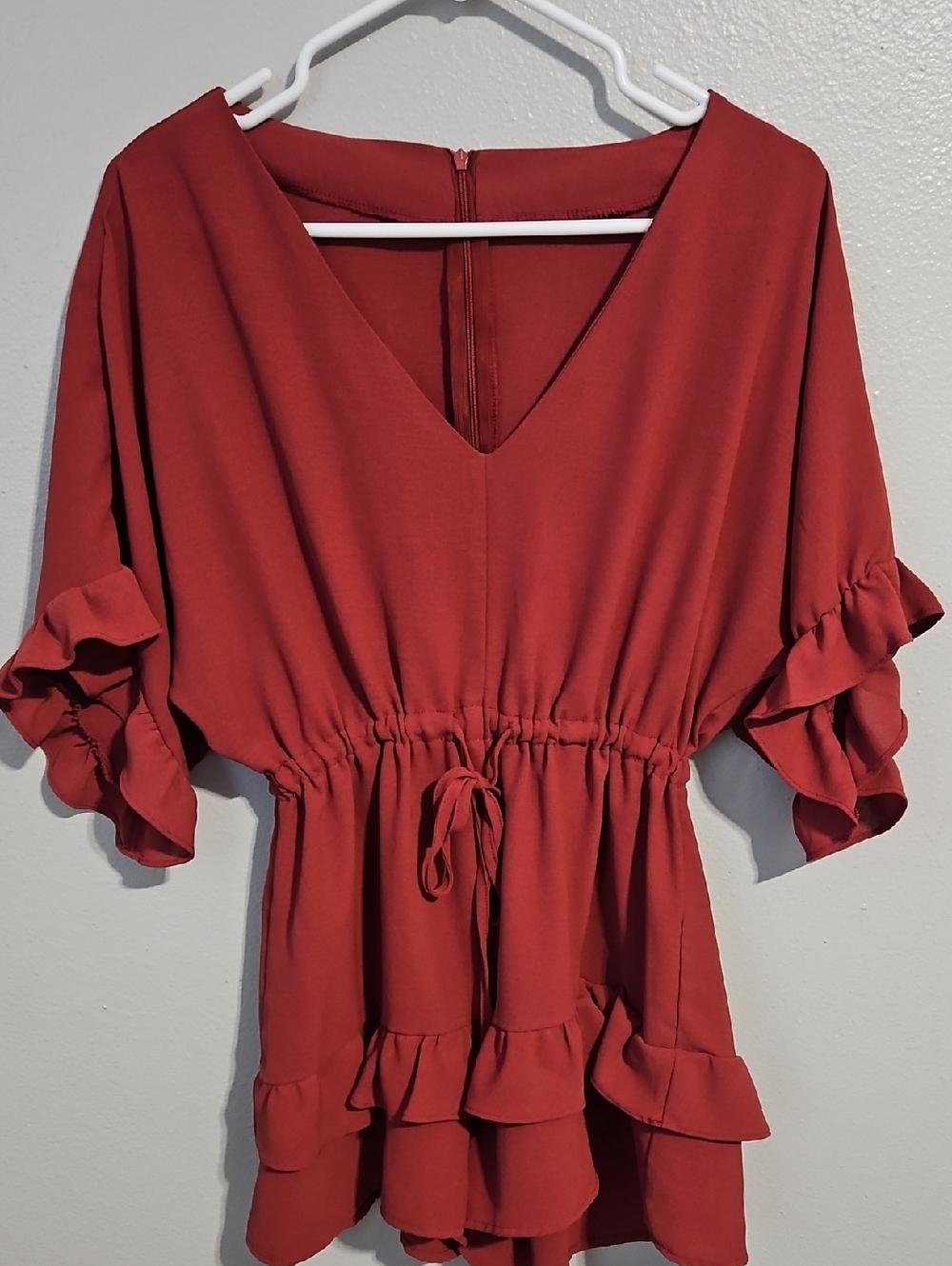 Women’s V-Neck Ruffle Sleeve Drawstring Top